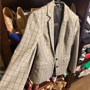 Express Women's windowpane Blazer - Black and Gray